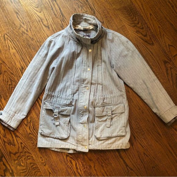 FREE PEOPLE Women’s Denim Full Zip Button Down Large Pocket Jacket Size 12 - Picture 11 of 12